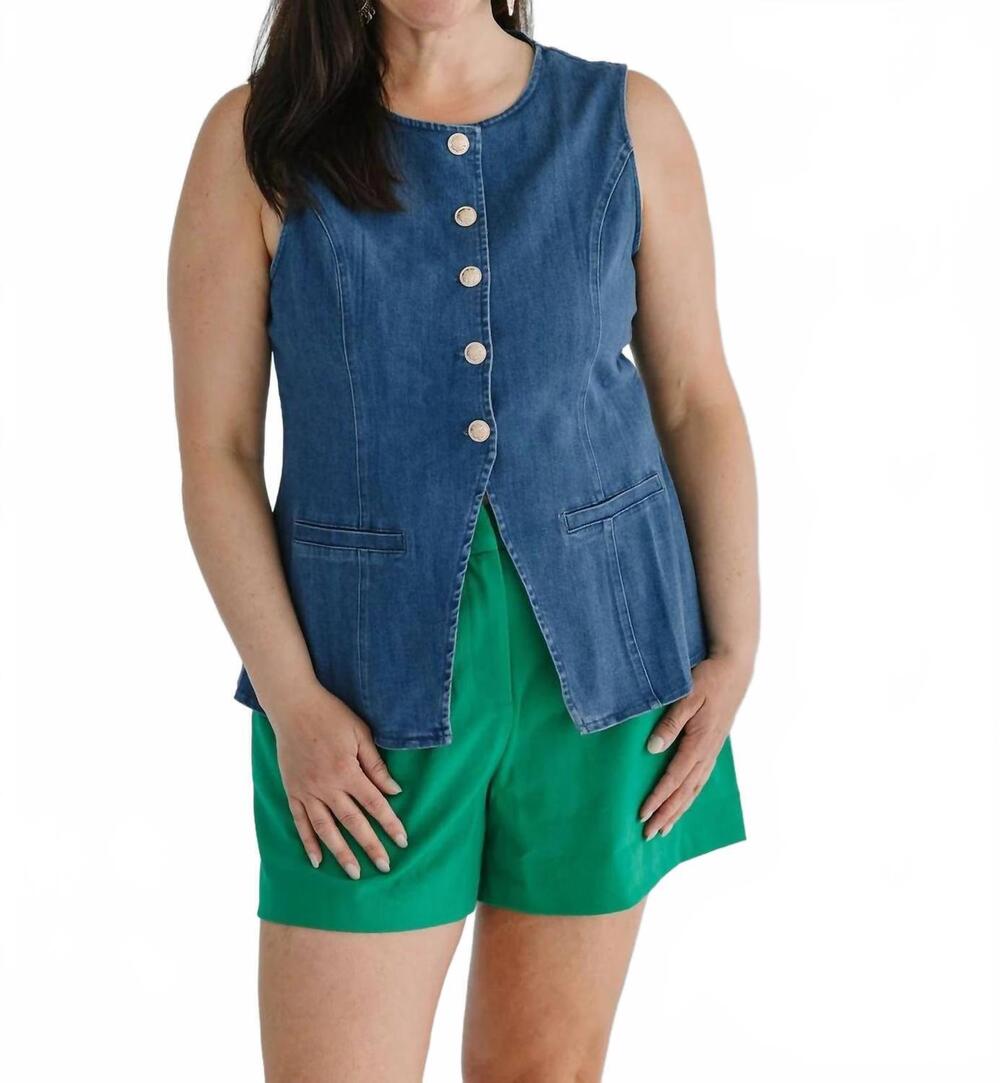 NEW SUGARLIPS women's jeanie denim vest in denimblue